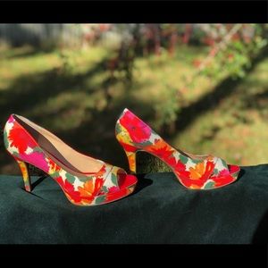 Audrey Brooke’s floral peep toe heels